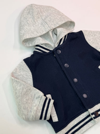 Joe Fresh Navy Varsity Hoodie Jacket 3-6m