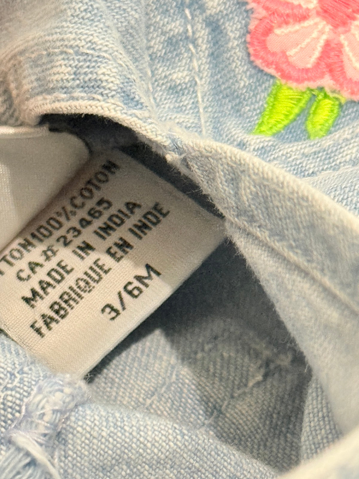 Teddy's Choice Floral Denim Overalls 3/6M