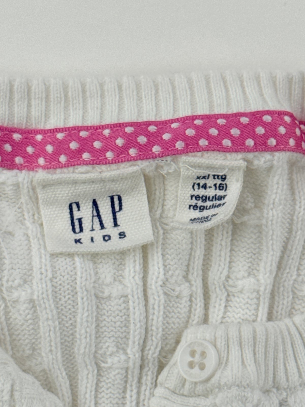 Gap Kids White Cable Knit Cardigan Size 14-16