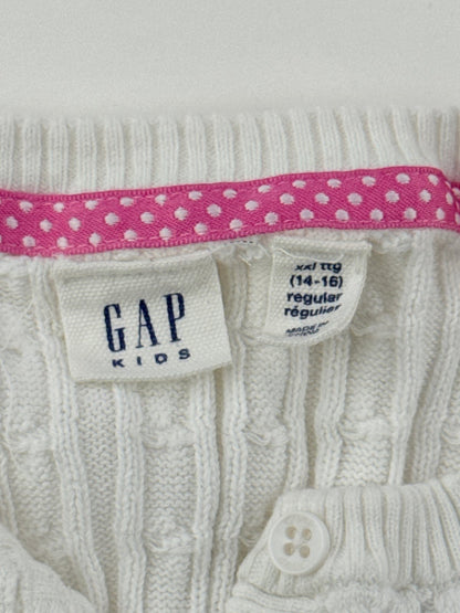 Gap Kids White Cable Knit Cardigan Size 14-16