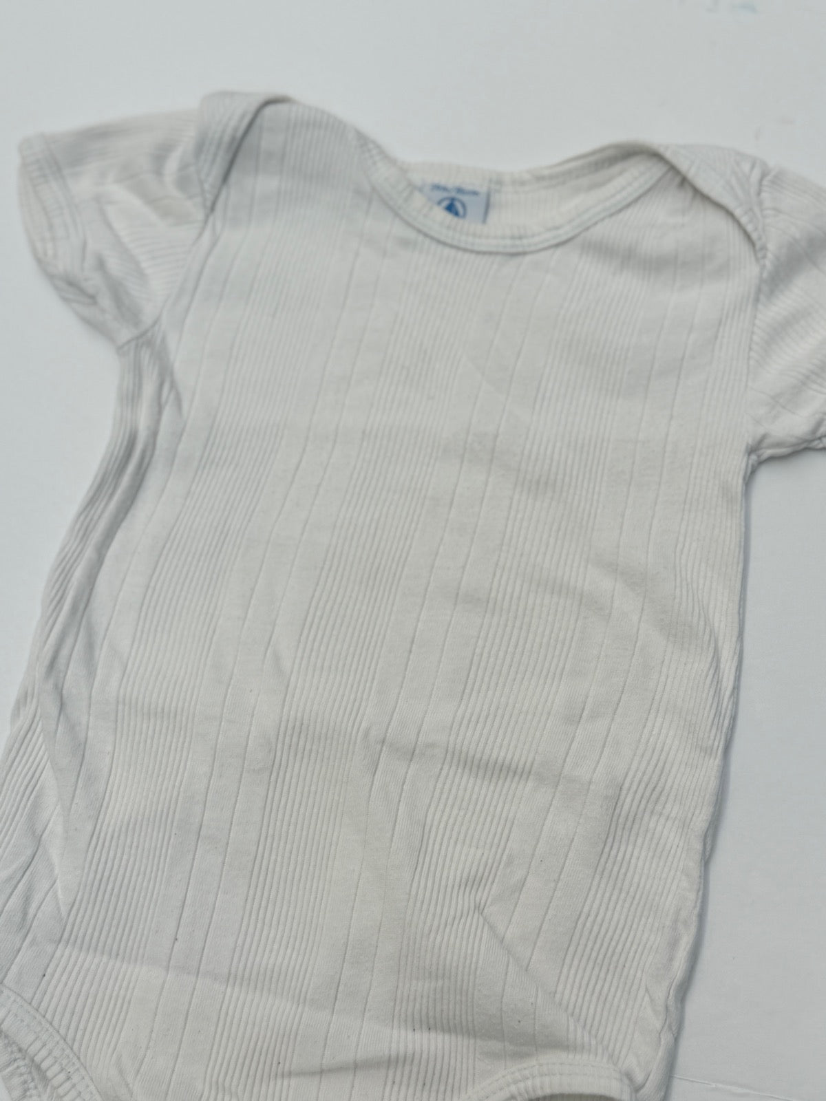 Petit Bateau White Ribbed Bodysuit 24M