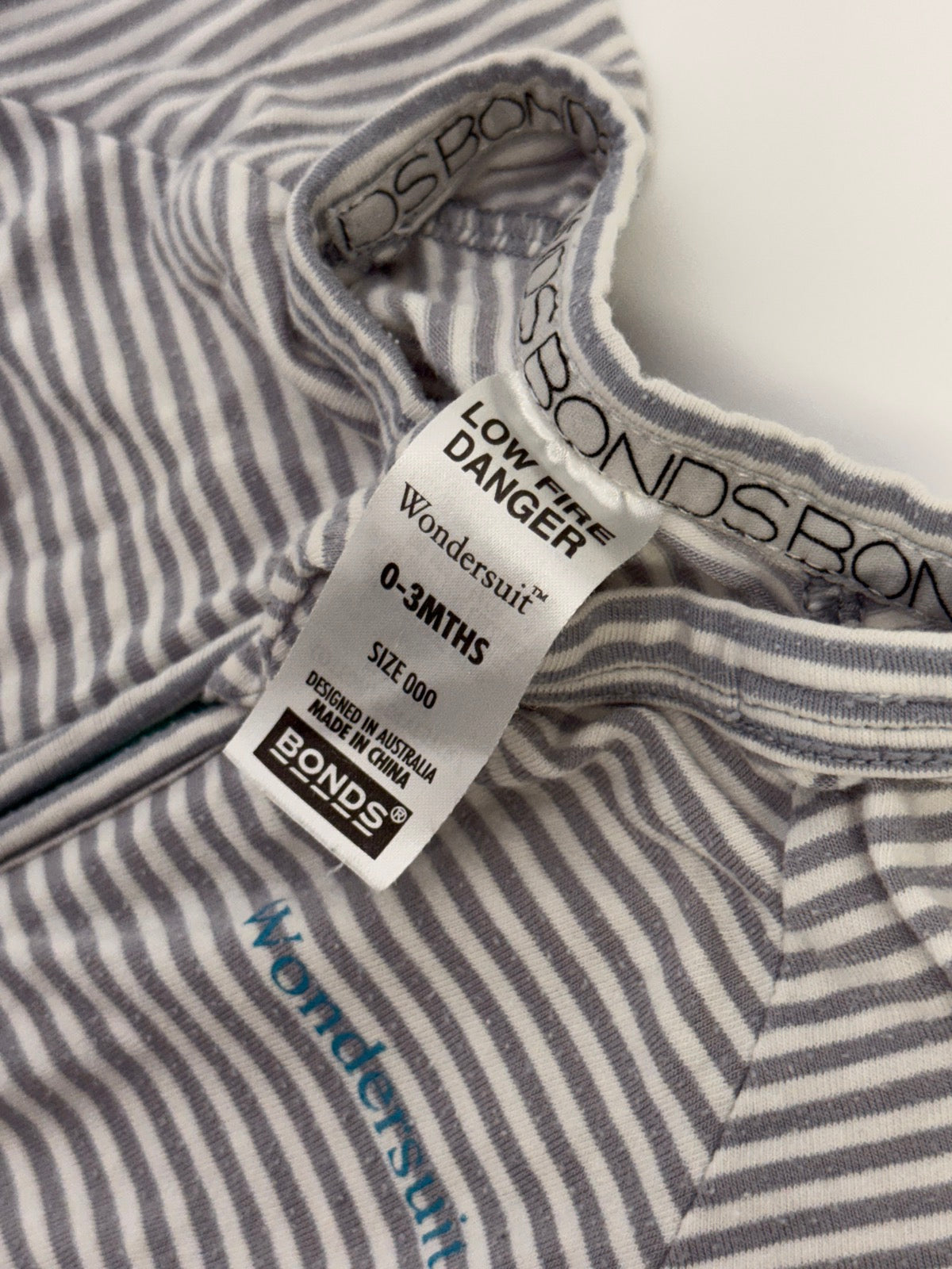 Bonds Wondersuit Gray Stripe Onesie Size 000