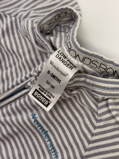 Bonds Wondersuit Gray Stripe Onesie Size 000