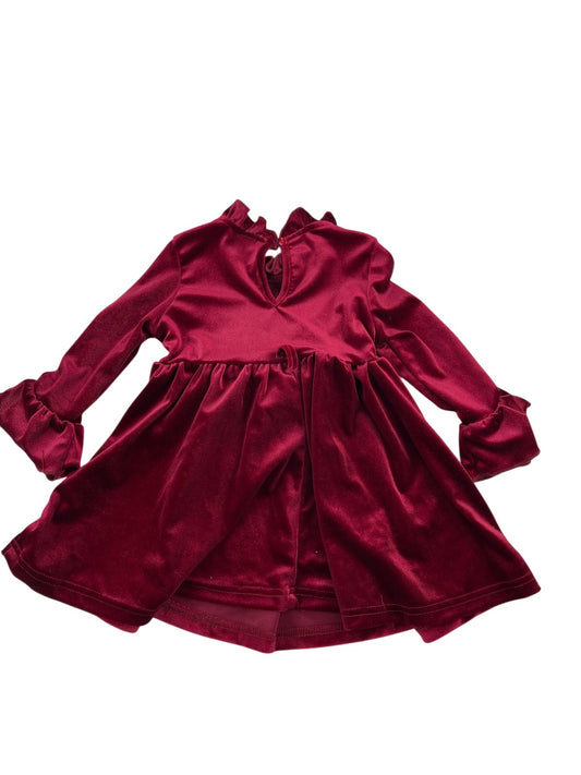 Burgundy Velvet Ruffle Dress