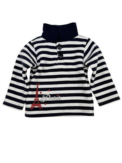 Tim Pouce Paris Striped Turtleneck Top 12M