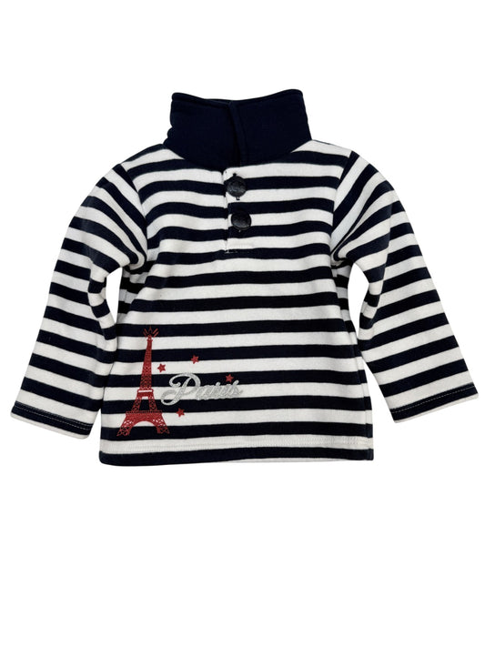 Tim Pouce Paris Striped Turtleneck Top 12M