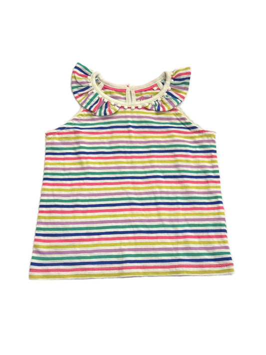 Boden Rainbow Stripe Ruffle Neck Top 2-3Y