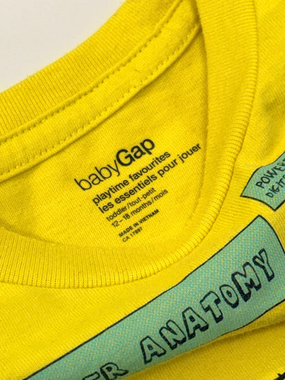 Gap Yellow Monster Anatomy T-Shirt 12-18m