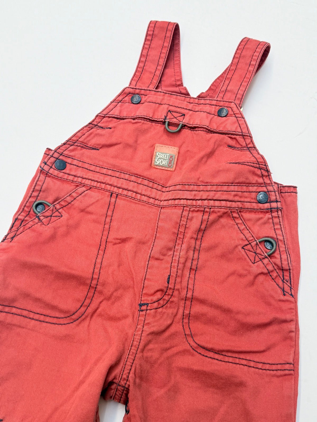Street Sport Red Denim Overalls 12 Months