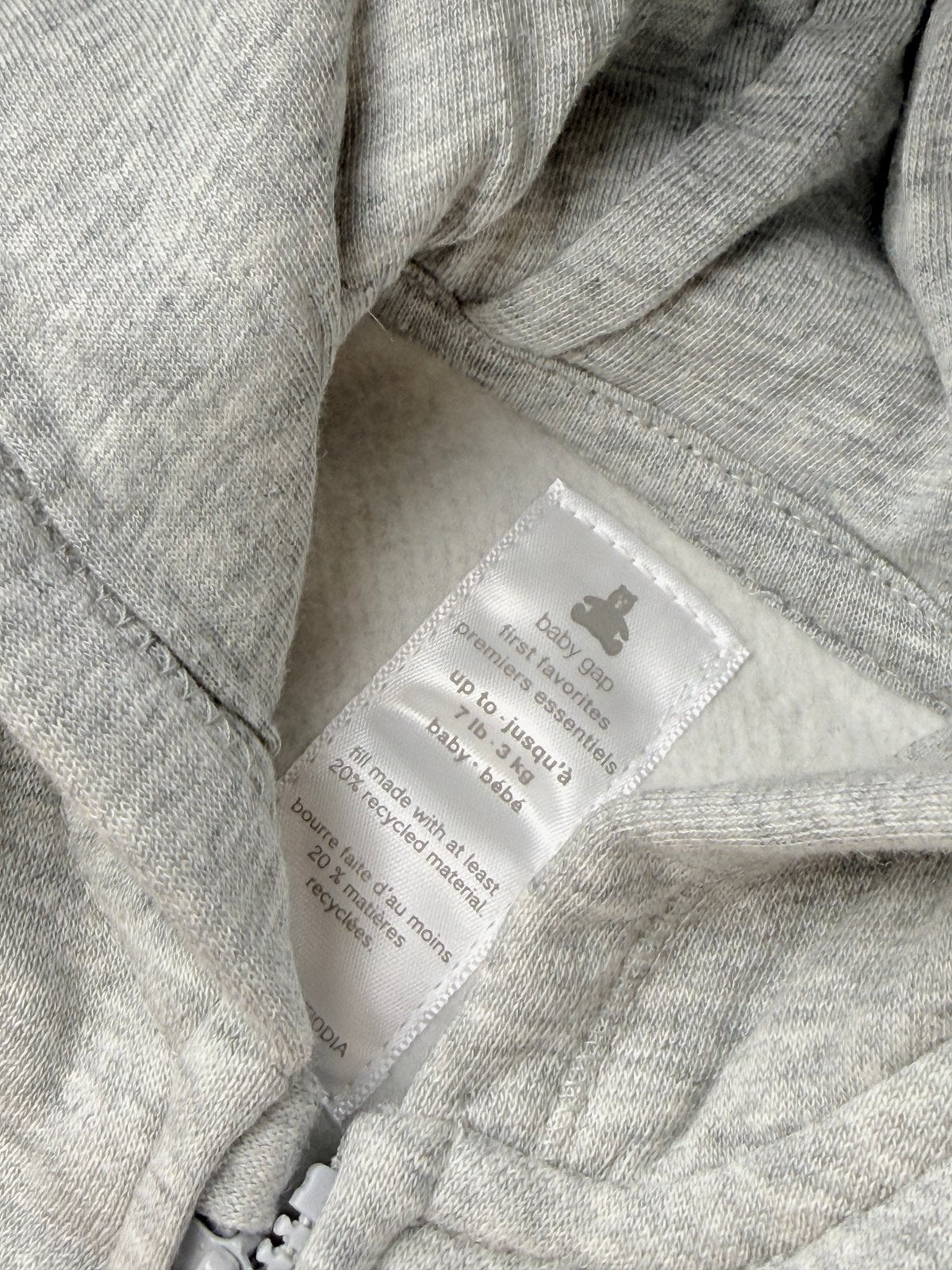 Baby Gap Gray Bear Hooded Bunting suit Preemie - NB