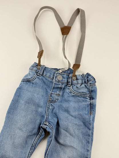H&M Light Wash Jeans with Suspenders 9-12M