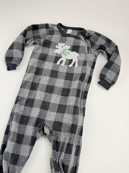 Pekkle Buffalo Plaid Moose Fleece Sleeper 18M