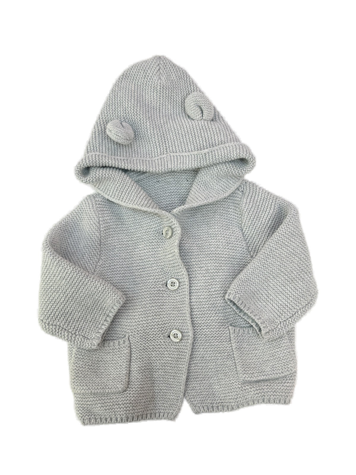 Gap Gray Bear Ear Hooded Cardigan 3-6M