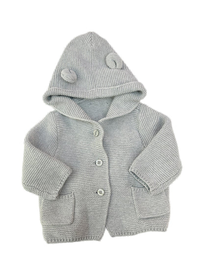 Gap Gray Bear Ear Hooded Cardigan 3-6M