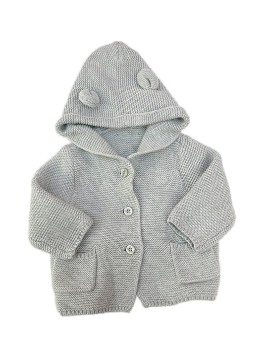 Gap Gray Bear Ear Hooded Cardigan 3-6M