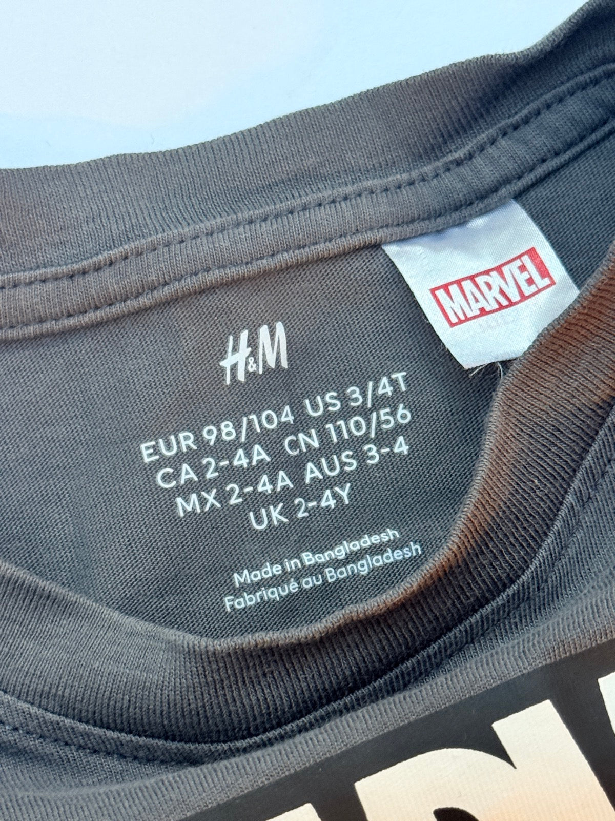 H&M Marvel Avengers Long Sleeve Tee 2-4T