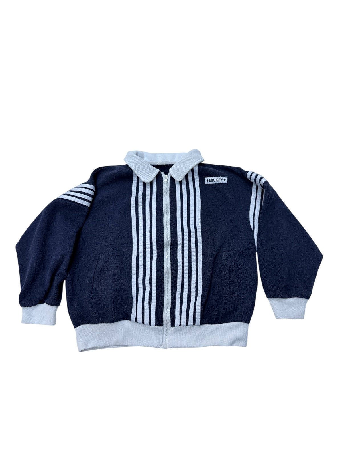 Mickey Navy Striped Zip-Up Jacket Size 8-10