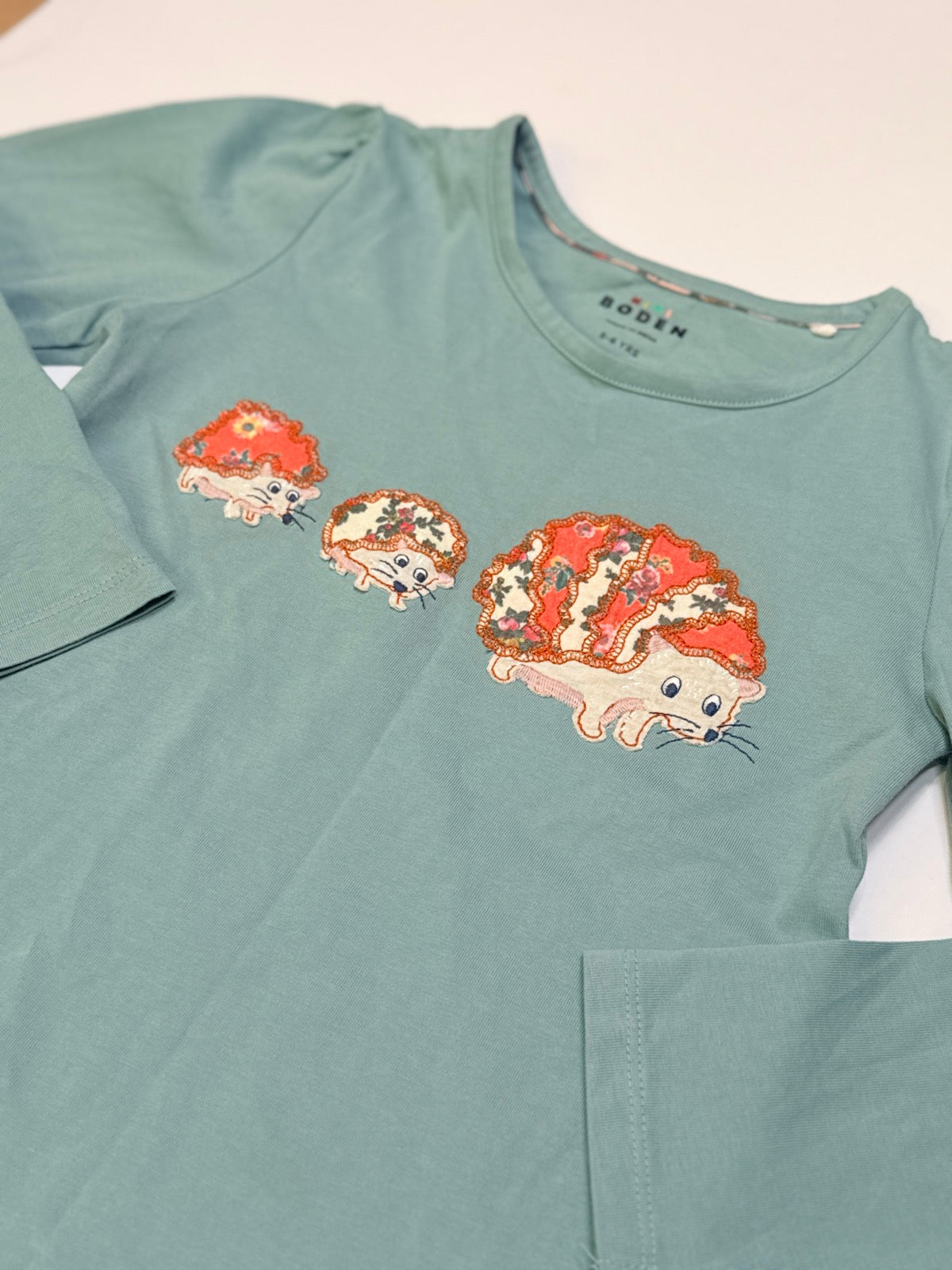 Mini Boden Hedgehog Appliqué Long Sleeve Top 5-6Y