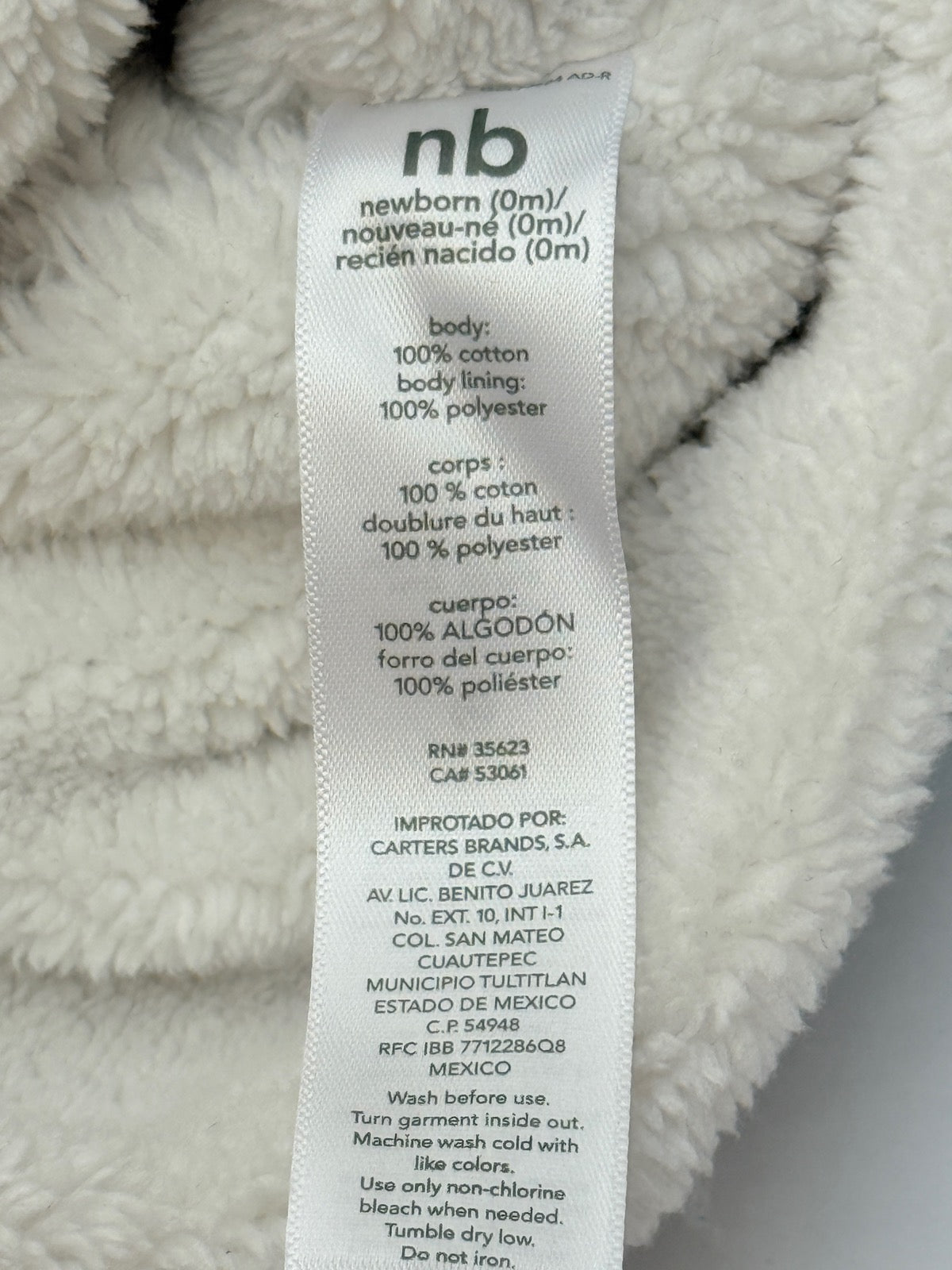 Carter's Sherpa Lined Bear Hoodie Cardigan NB