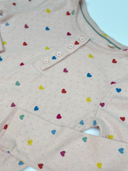 Mini Boden Rainbow Heart Henley Top 5-6Y