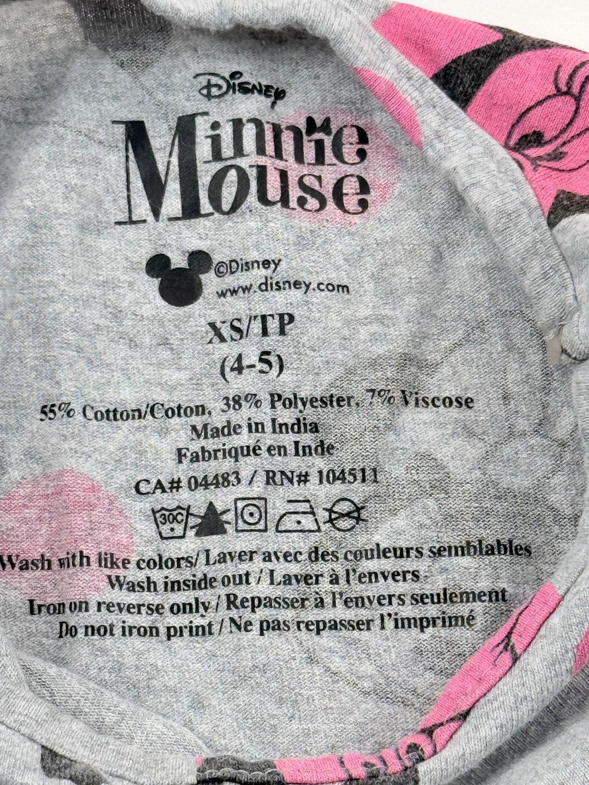Disney Minnie Mouse Gray Pink Polka Dot Dress XS/TP (4-5) 4-5