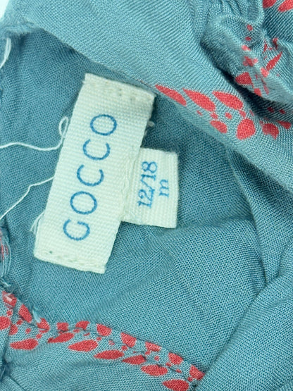 Gocco Teal Leaf Print Dress Set 12-18m