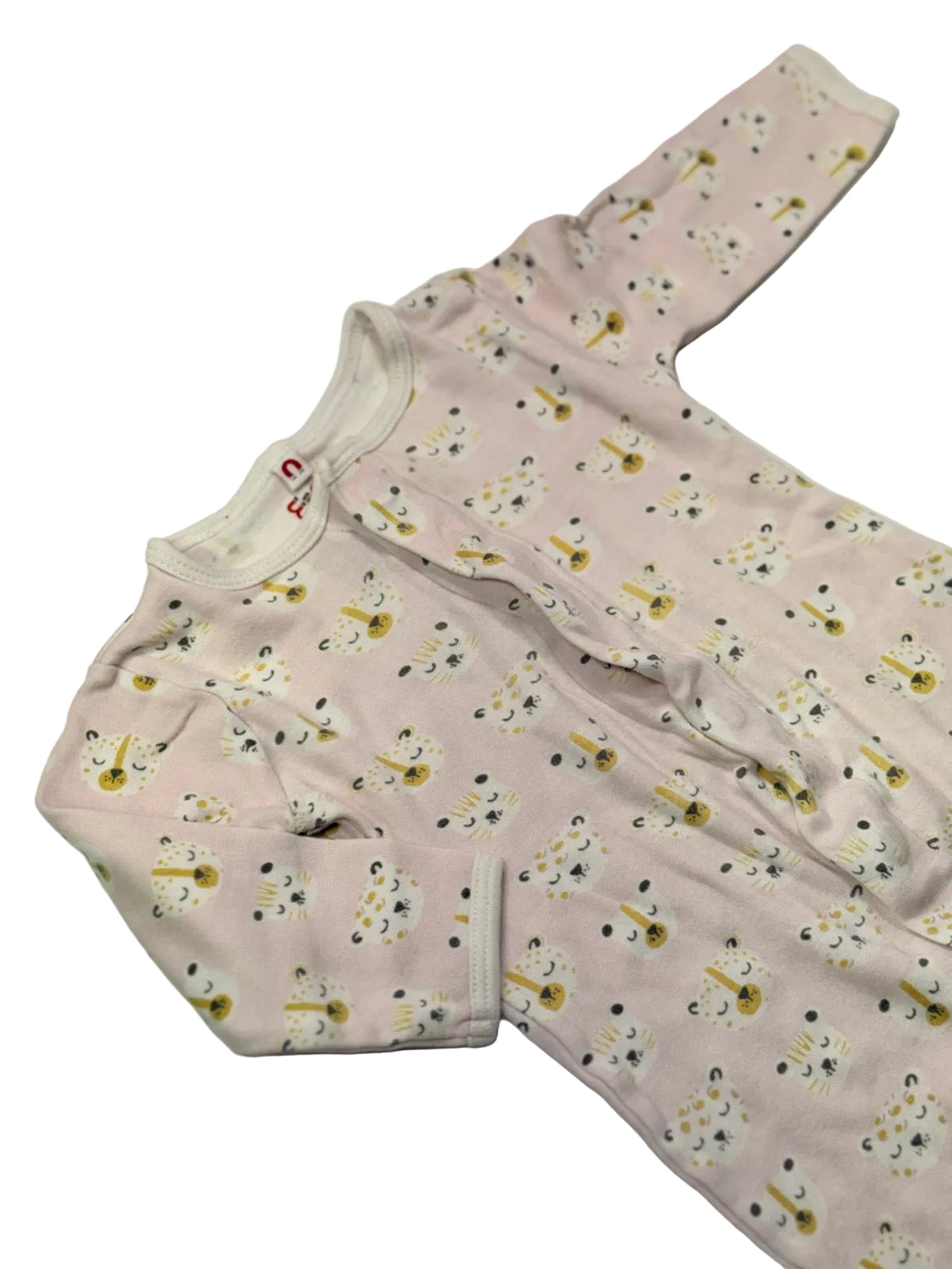 E=MC Easy Magnet Close Pink Leopard Footed Sleeper 3-6M