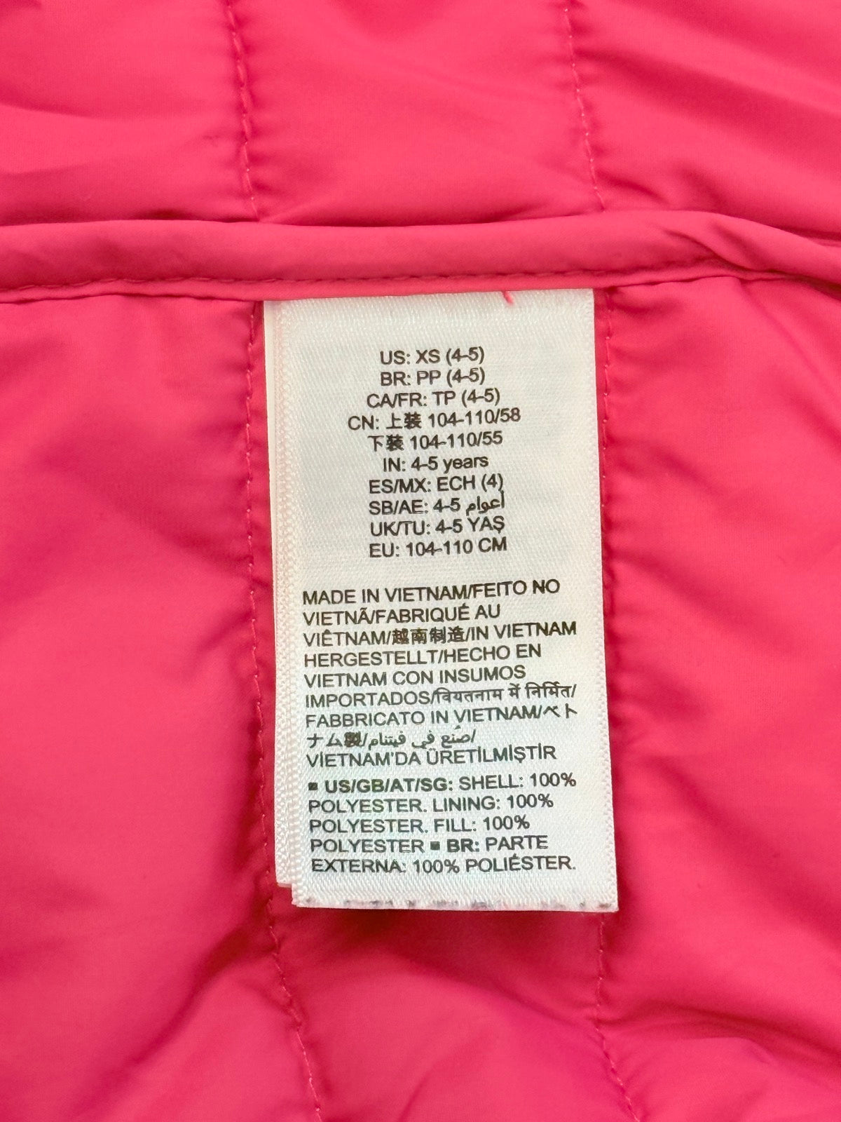 Amazon Essentials Pink Heart Puffer Vest 4-5Y
