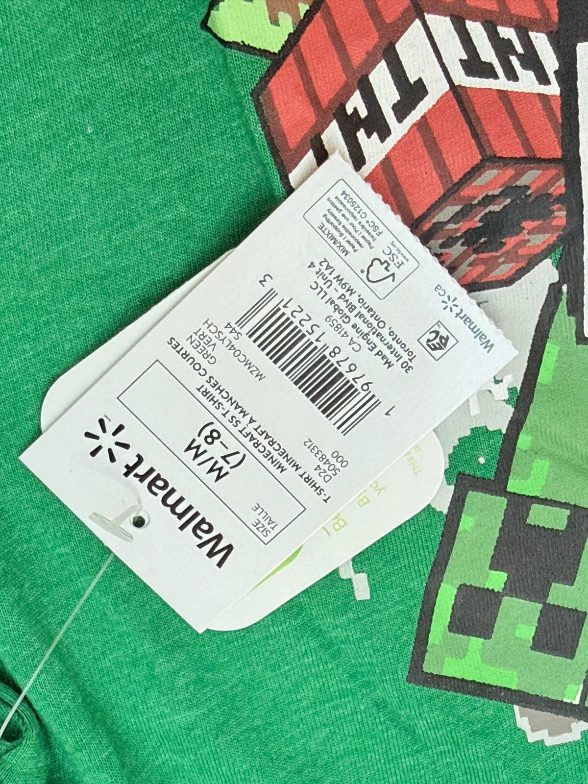 Minecraft Creeper Boom T-Shirt Size 7-8