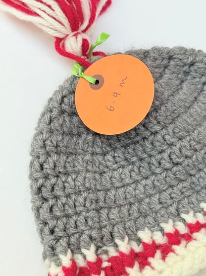 Gray Crochet Baby Beanie Hat 6-9m
