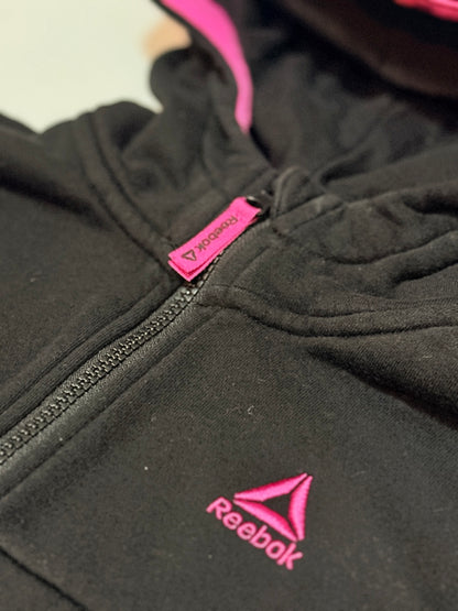 Reebok Black Pink Zip Hoodie Size 4/5