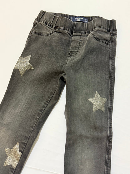 Mango Kids Gray Glitter Star Jeans 6-7Y