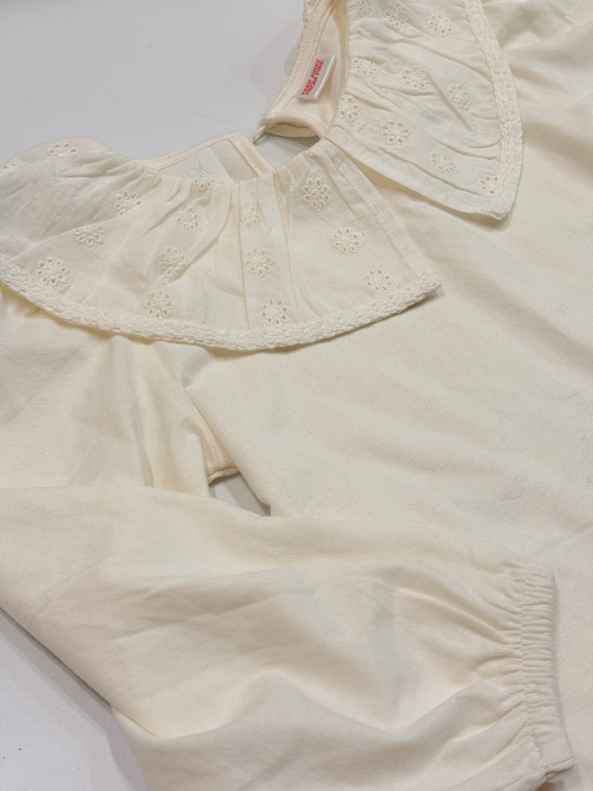 Zara Ivory Eyelet Collar Blouse 4T