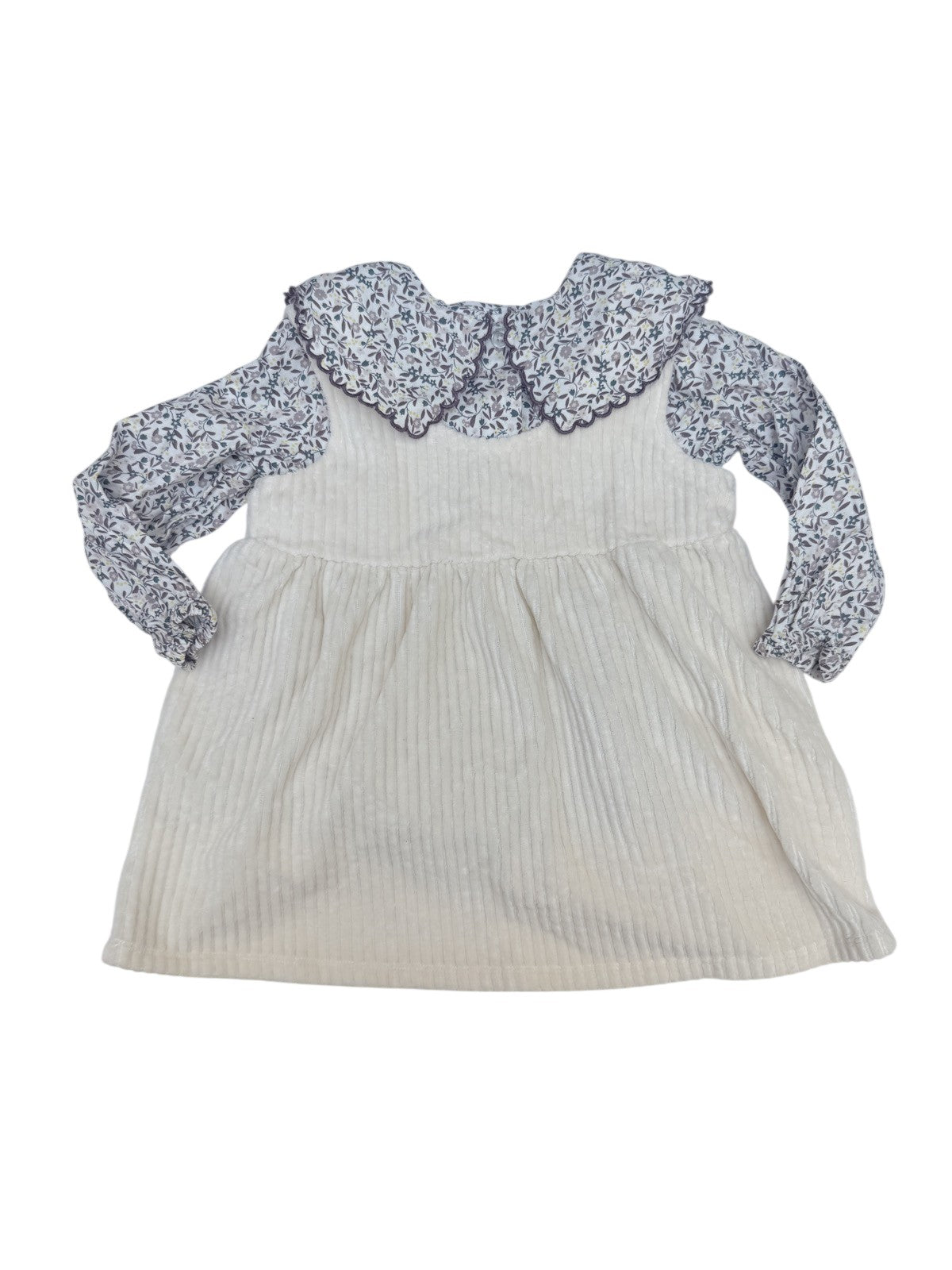 Tex Baby Floral Blouse Corduroy Pinafore Set