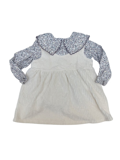 Tex Baby Floral Blouse Corduroy Pinafore Set