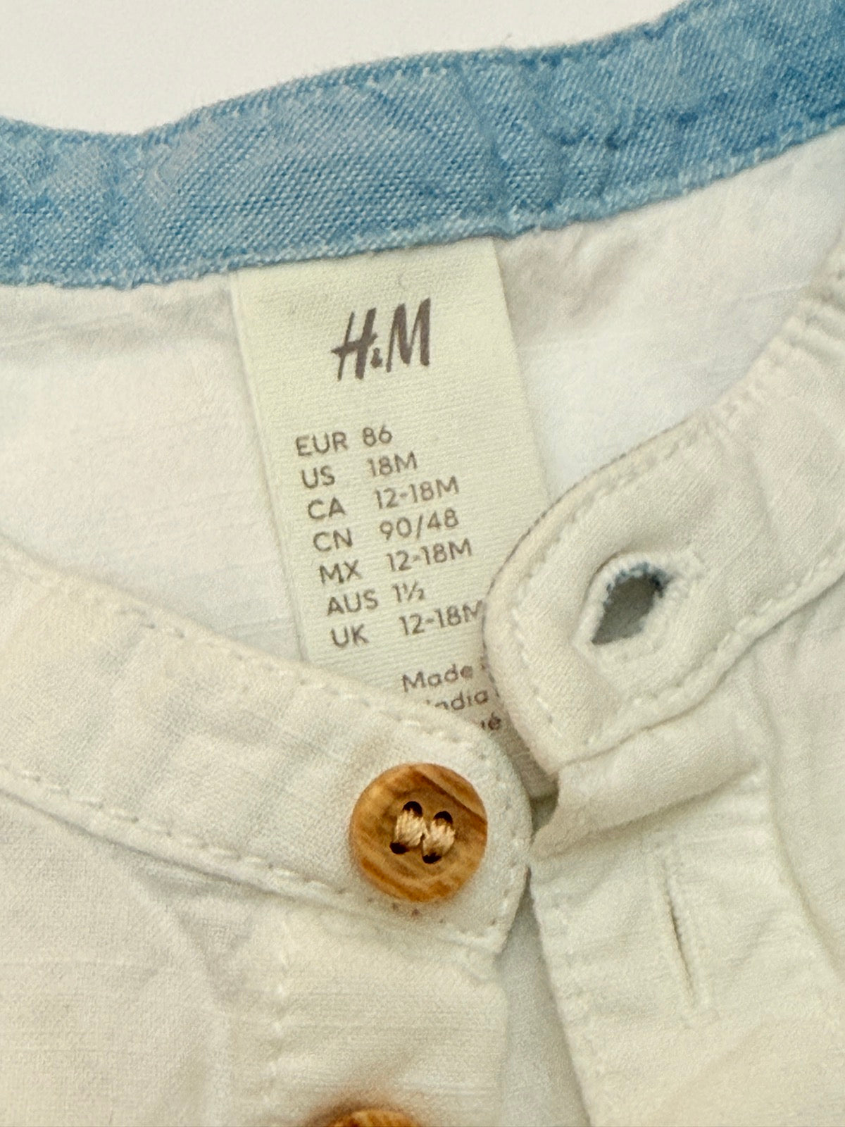 H&M White Button-Down Shirt 18M