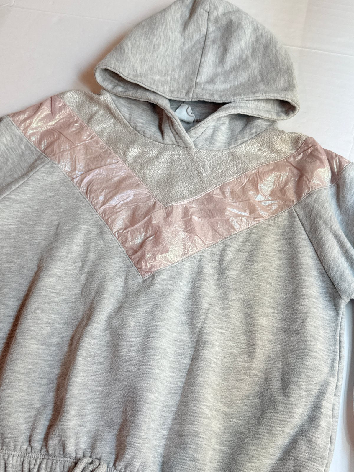 Zara Gray Pink Chevron Hoodie Size 11-12