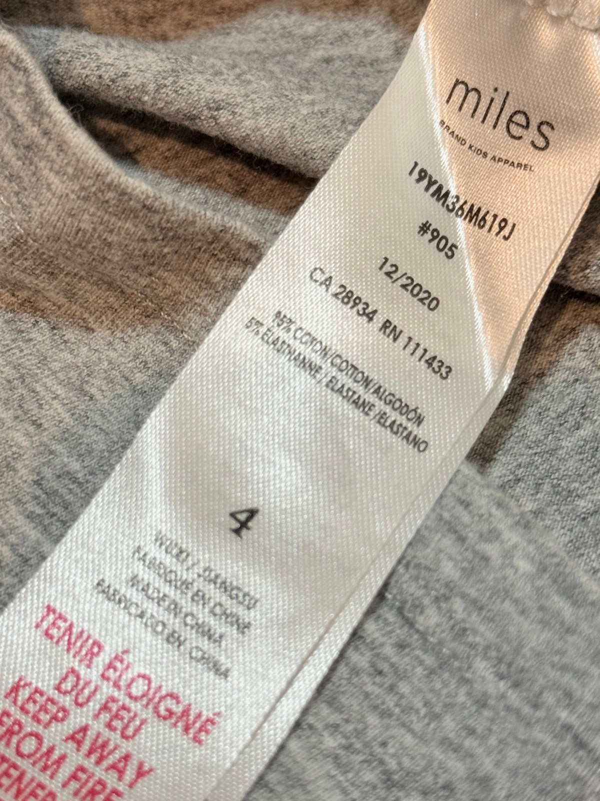Miles The Label Kids Gray T-Shirt Size 4