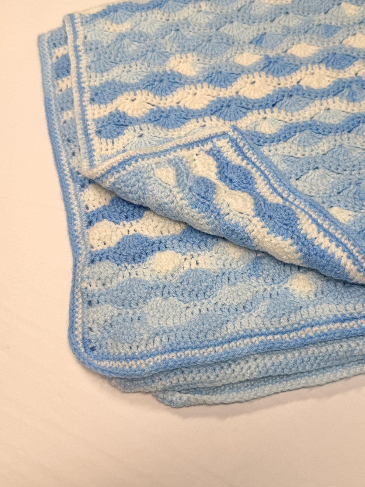 Handmade Crochet Blue Shell Baby Blanket