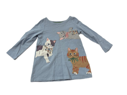 Mini Boden Cat Appliqué Long Sleeve Top 4-5Y