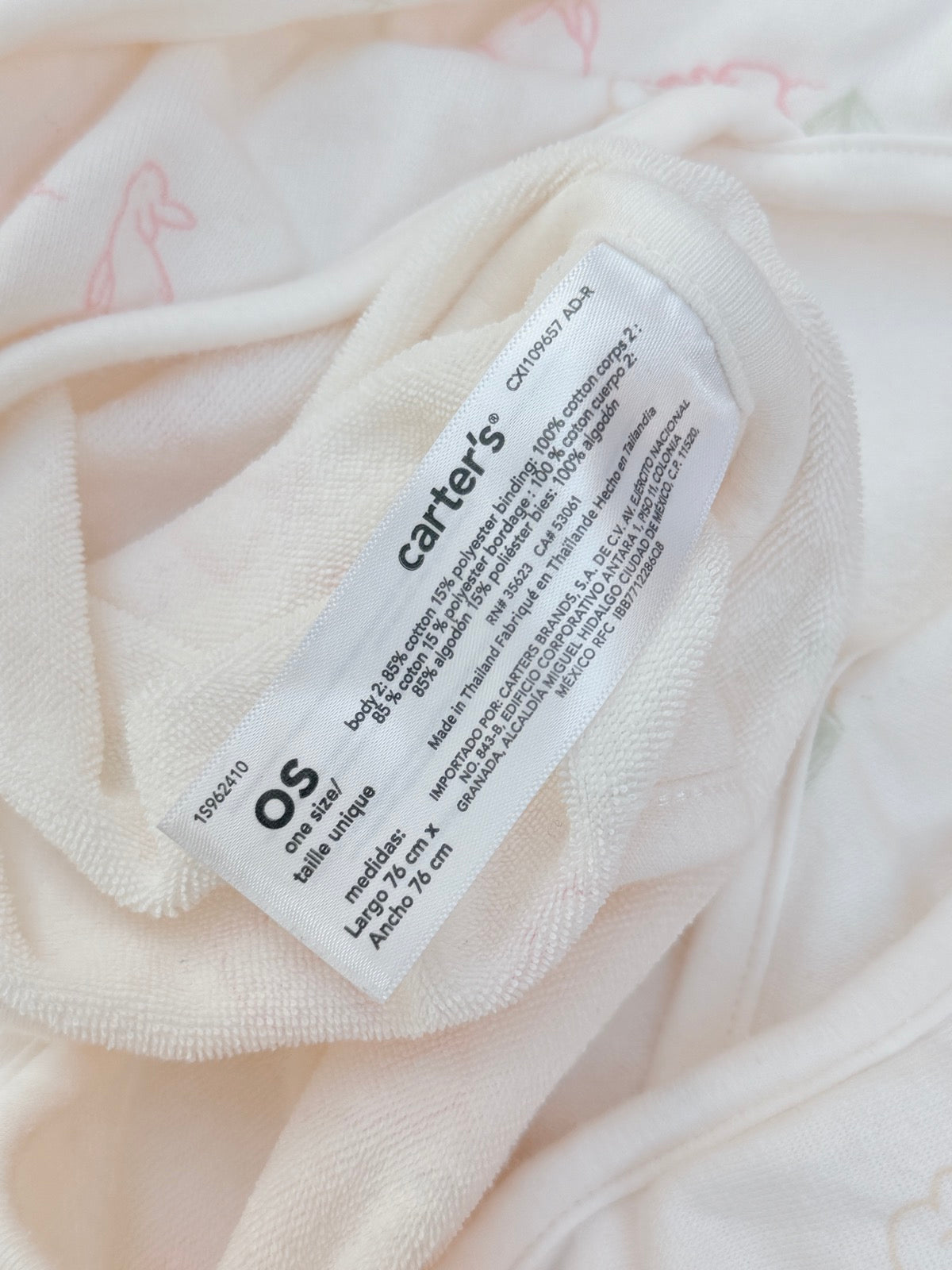 Carter's Bunny Print Hooded Towel One Size