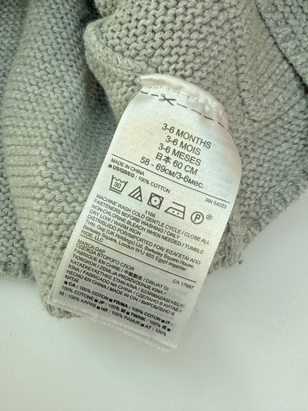 Gap Gray Bear Ear Hooded Cardigan 3-6M