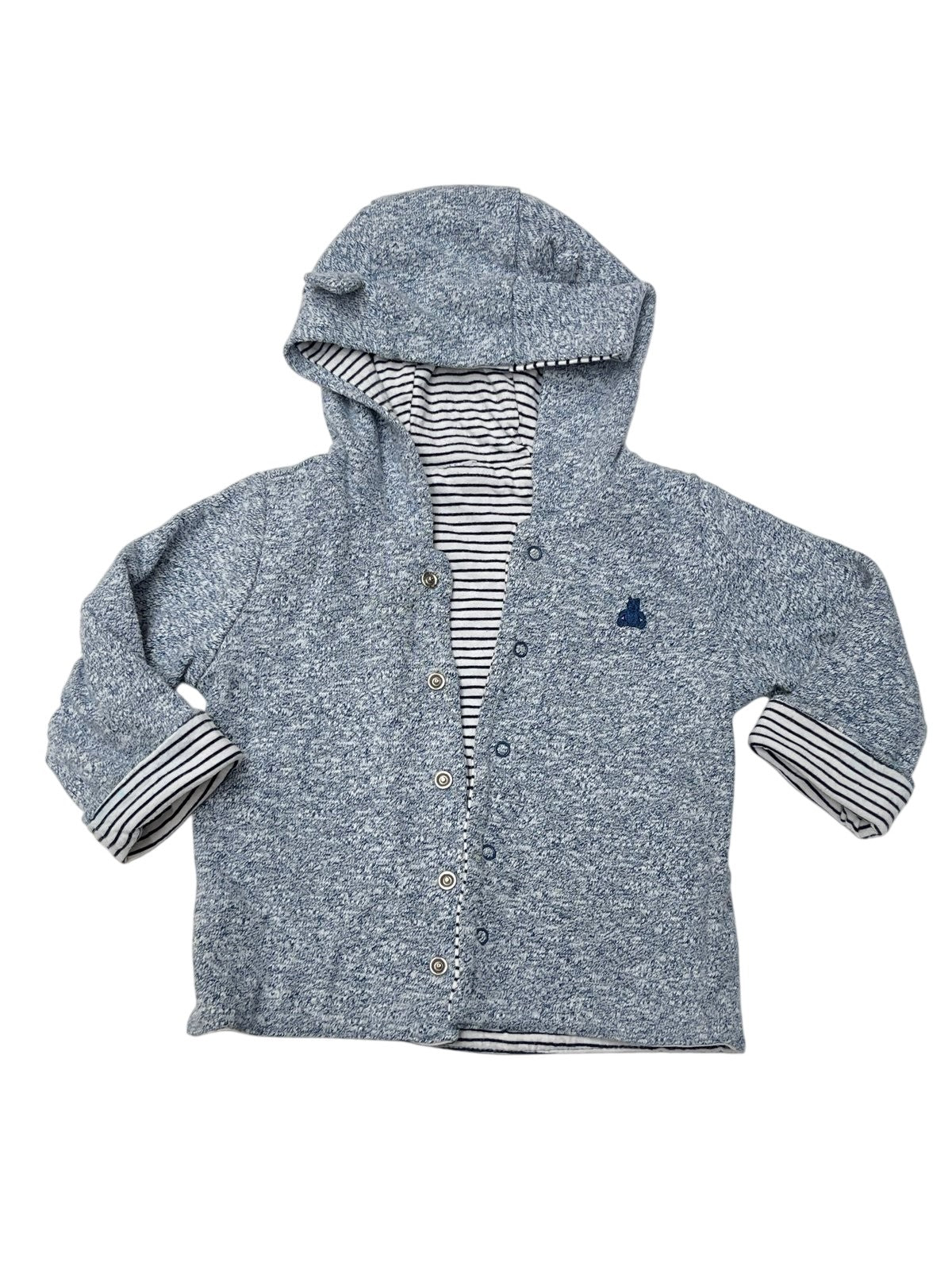 Reversible Blue Marl Striped Hooded Jacket