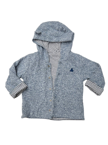 Reversible Blue Marl Striped Hooded Jacket