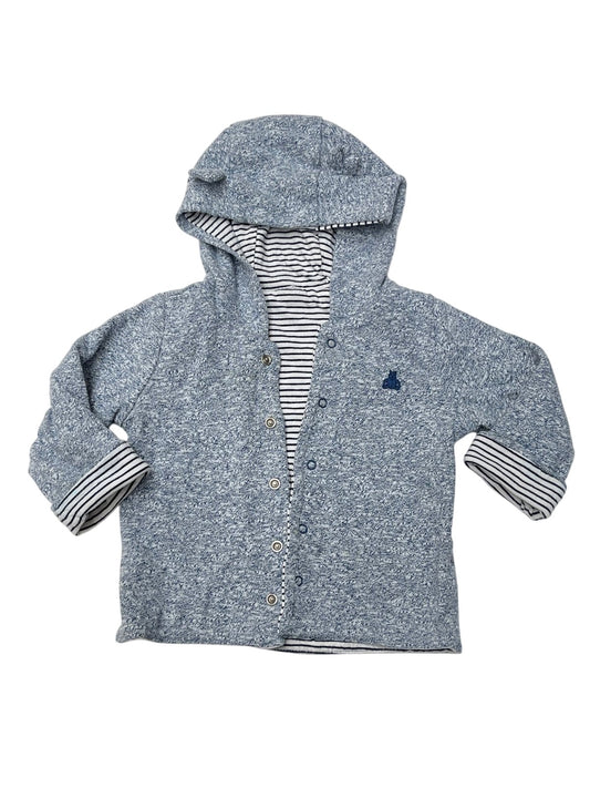Reversible Blue Marl Striped Hooded Jacket