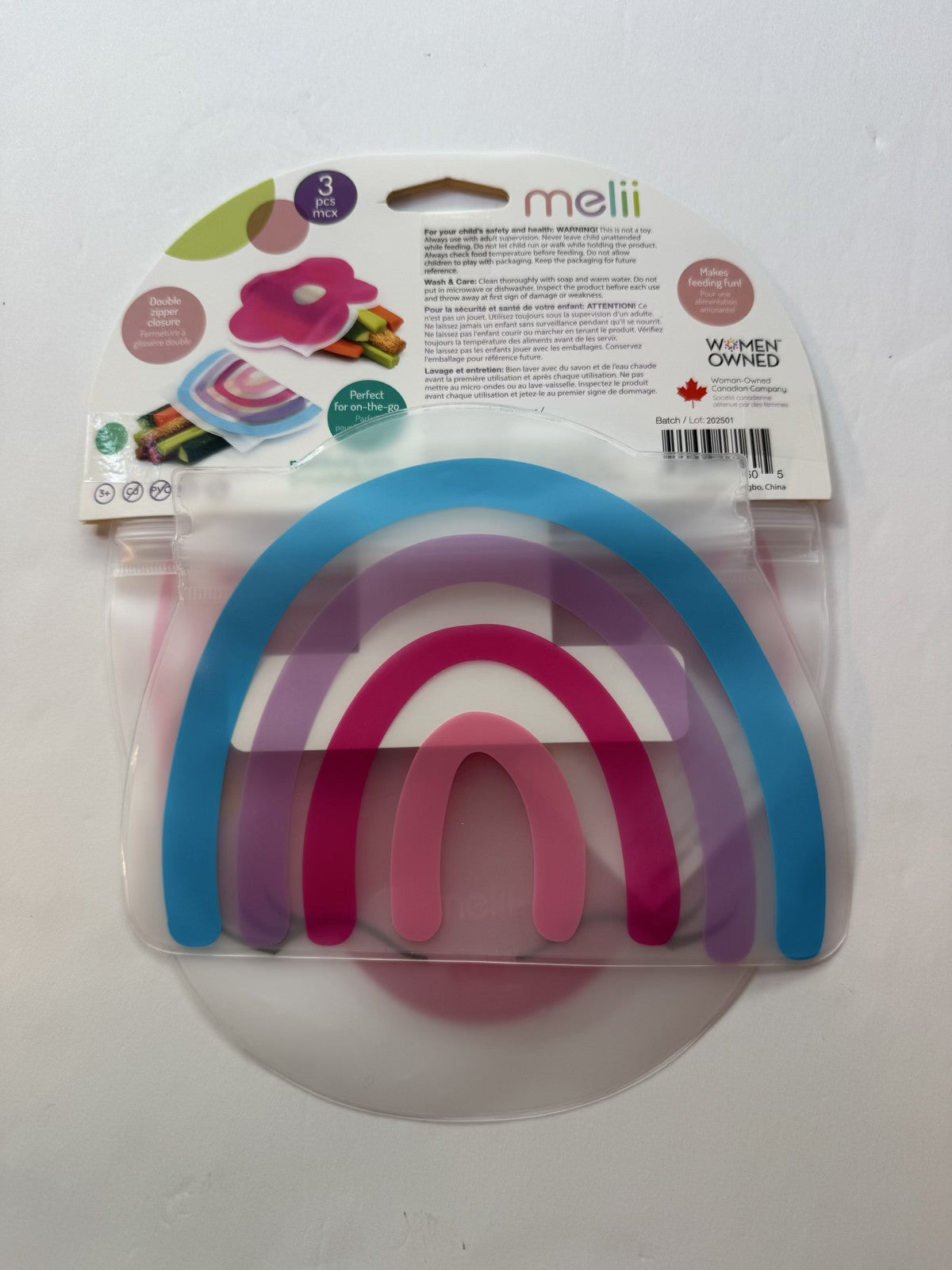 Melii Reusable Snack Bags with Zip Closure 3-Pack