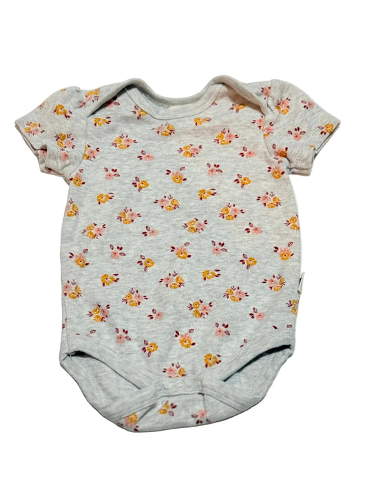 Rabbit + Bear Organic Floral Grey Bodysuit 6-9m