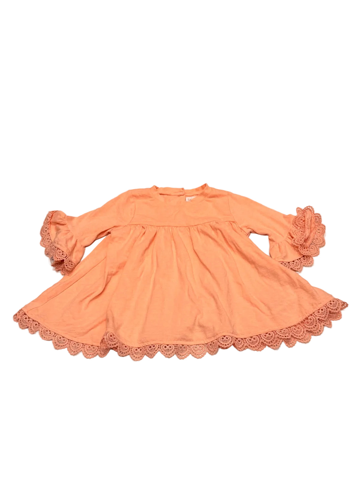 Dress Savannah Peach Lace Trim 3-4T