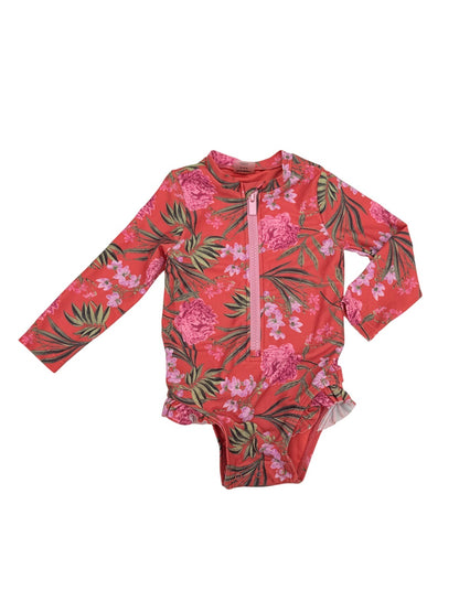 Old Navy Floral Zip Swimsuit 6-12M