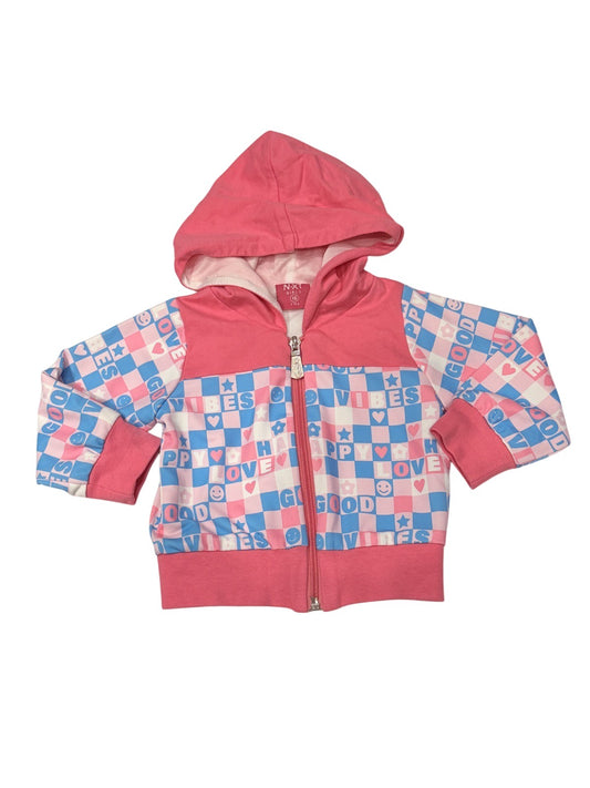 NXT Girls Pink Checkered Zip Hoodie Size 1